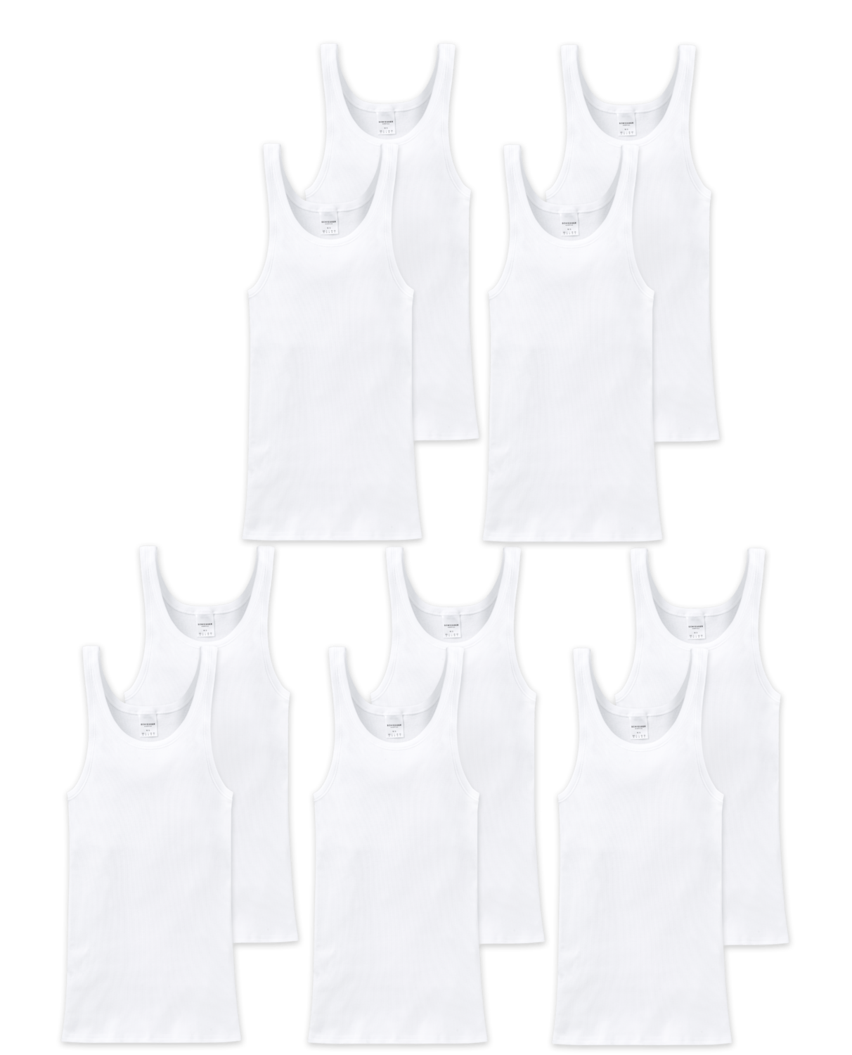 10 Schiesser Cotton Essentials Sportjacken / Unterhemden ohne Arm Doppelripp weiss