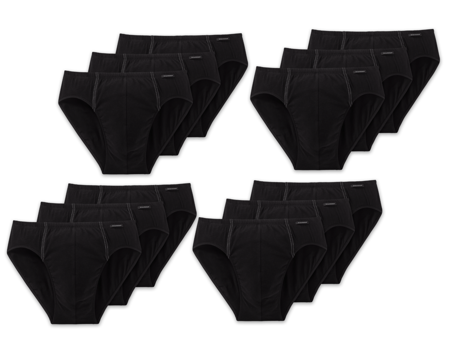 12 SCHIESSER Essentials Herren Slips Schwarz