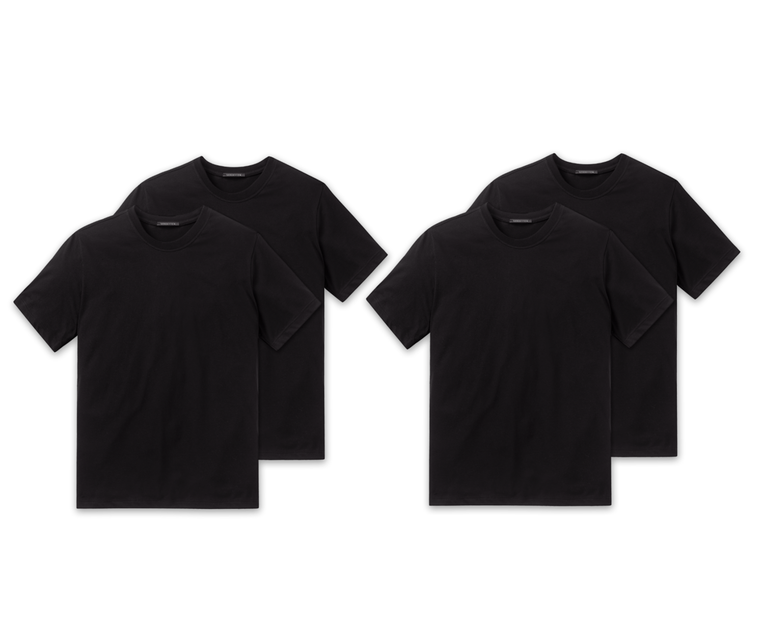 4 SCHIESSER American Rundhals T-Shirts 1/2 Arm Schwarz