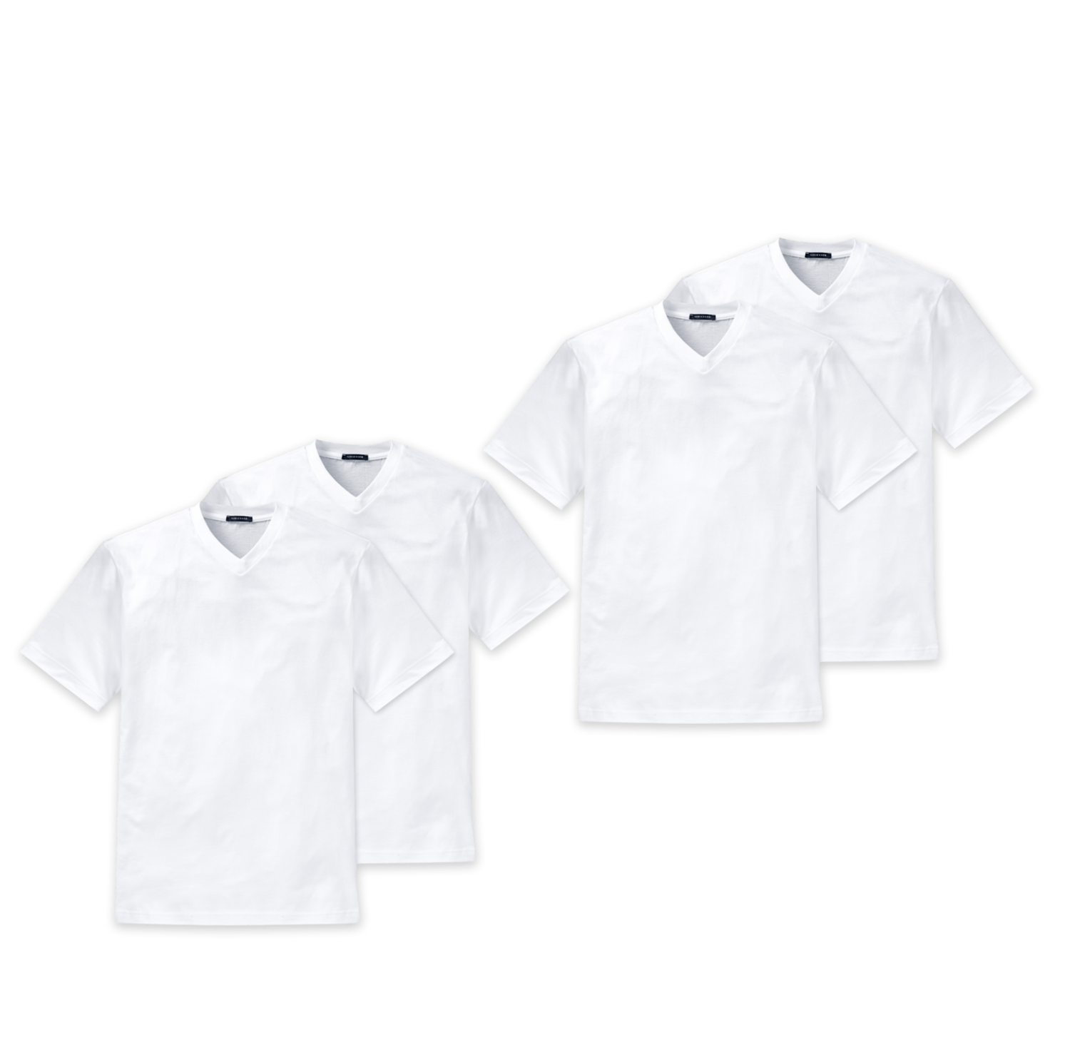 4 SCHIESSER American V-Ausschnitt T-Shirts 1/2 Arm Weiss