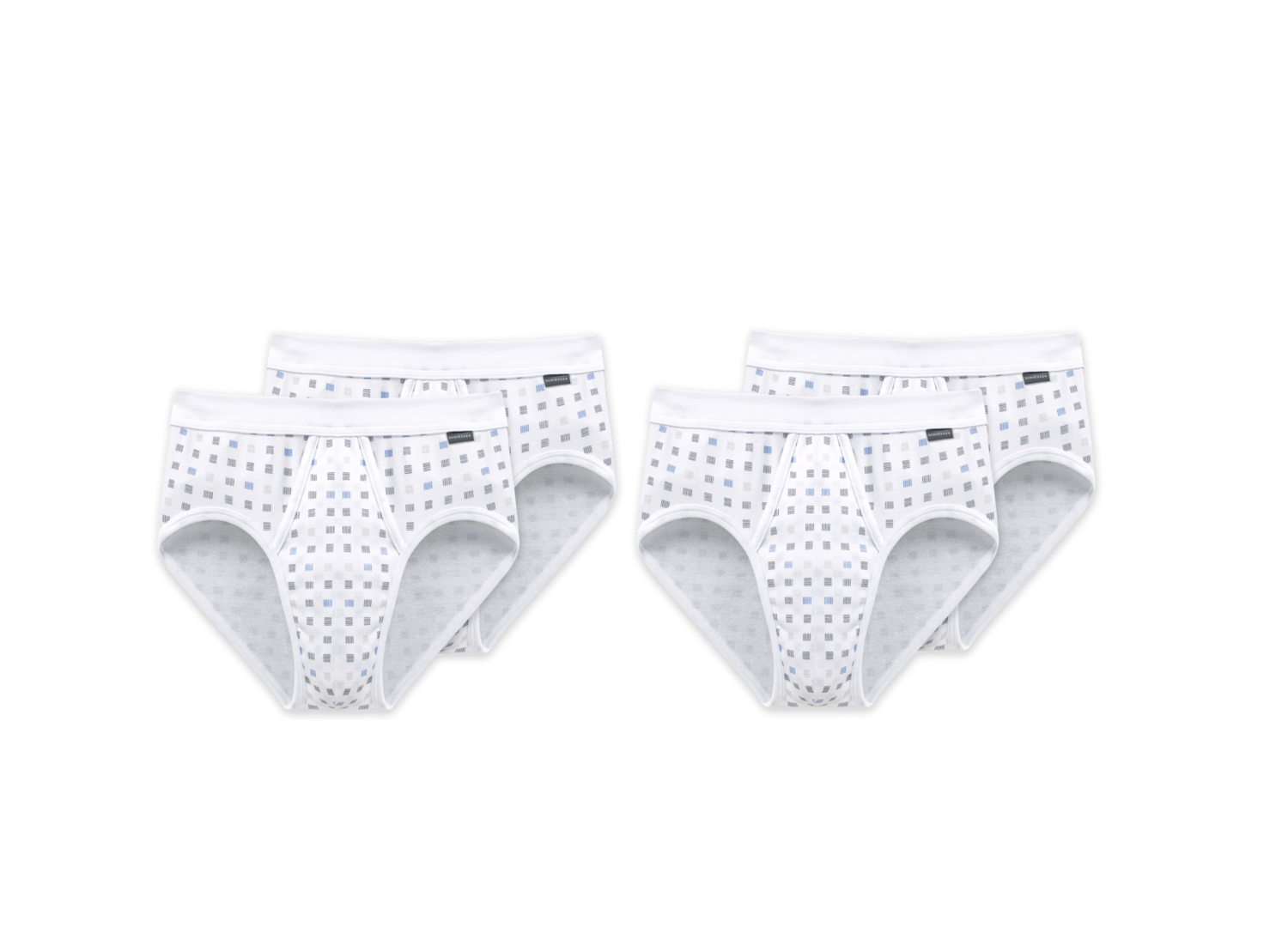 4 SCHIESSER Essentials Sportslips mit Eingriff weiß kariert