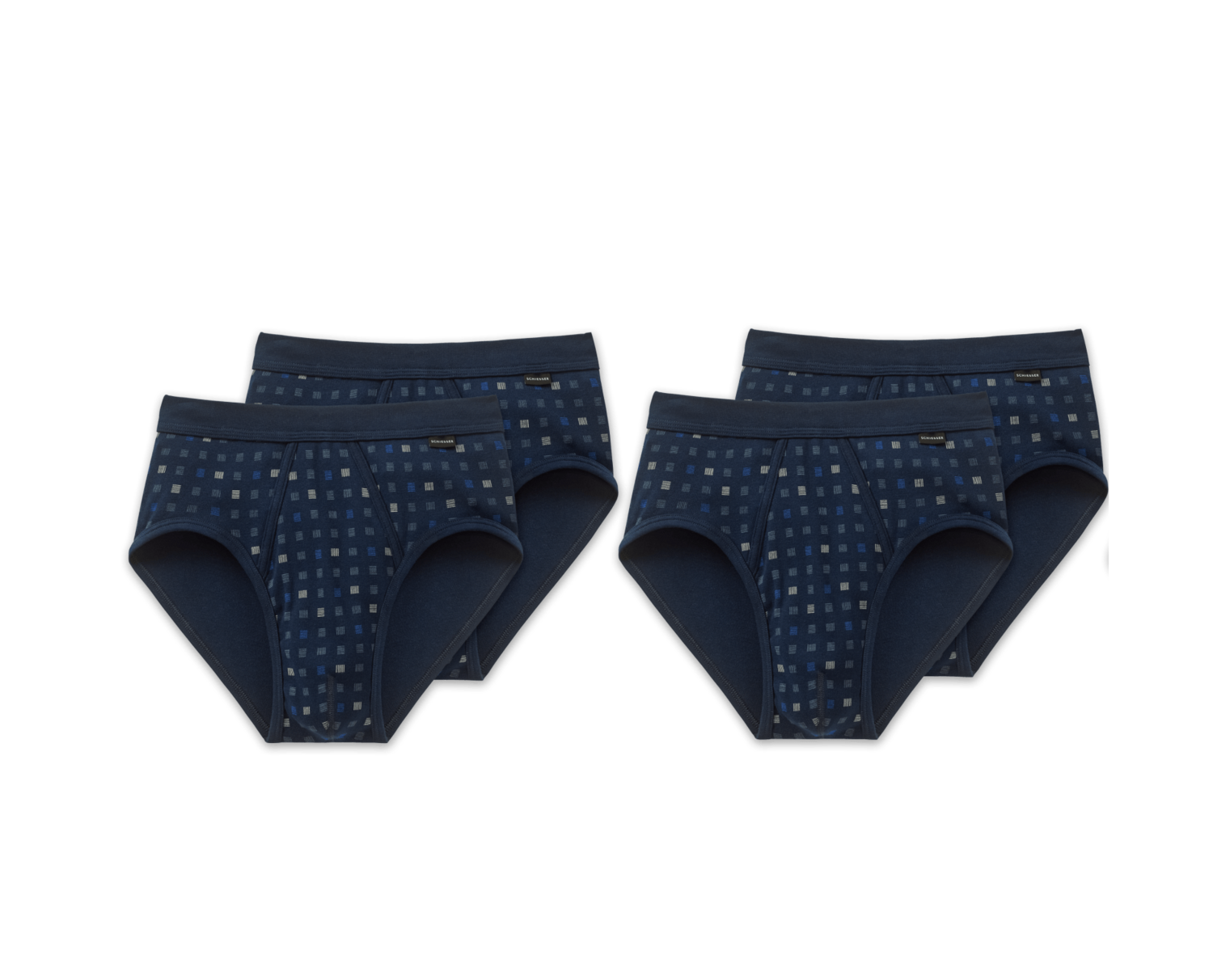 4 SCHIESSER Essentials Sportslips mit Eingriff navy blau kariert
