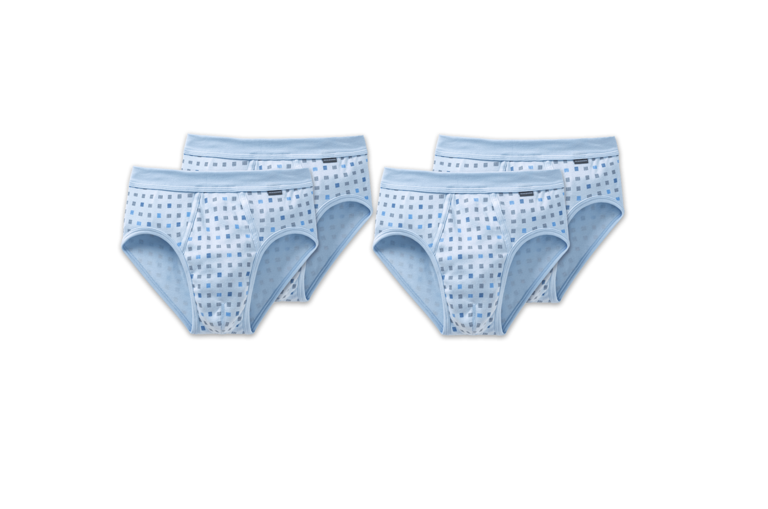 4 SCHIESSER Essentials Sportslips mit Eingriff hellblau kariert