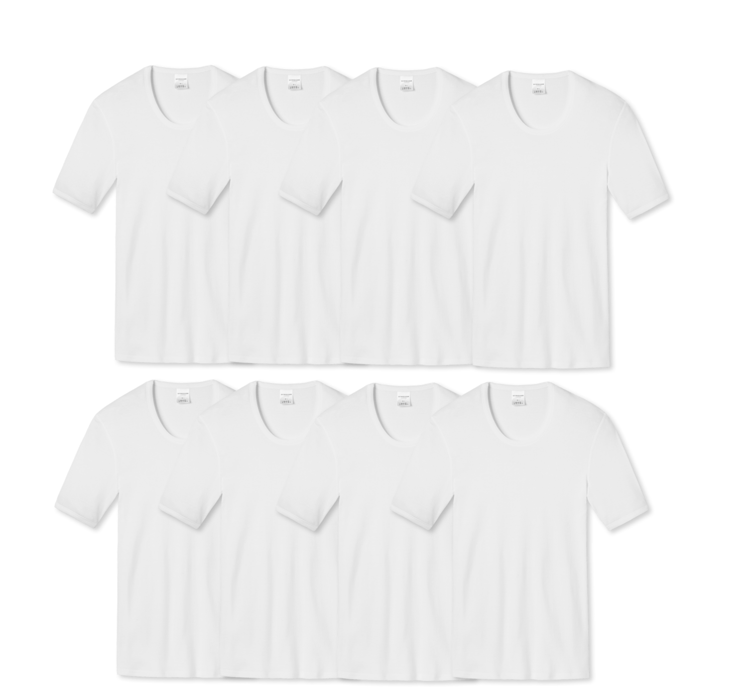 8 SCHIESSER COTTON ESSENTIALS 1/2 ARM UNTERHEMDEN WEISS FEINRIPP