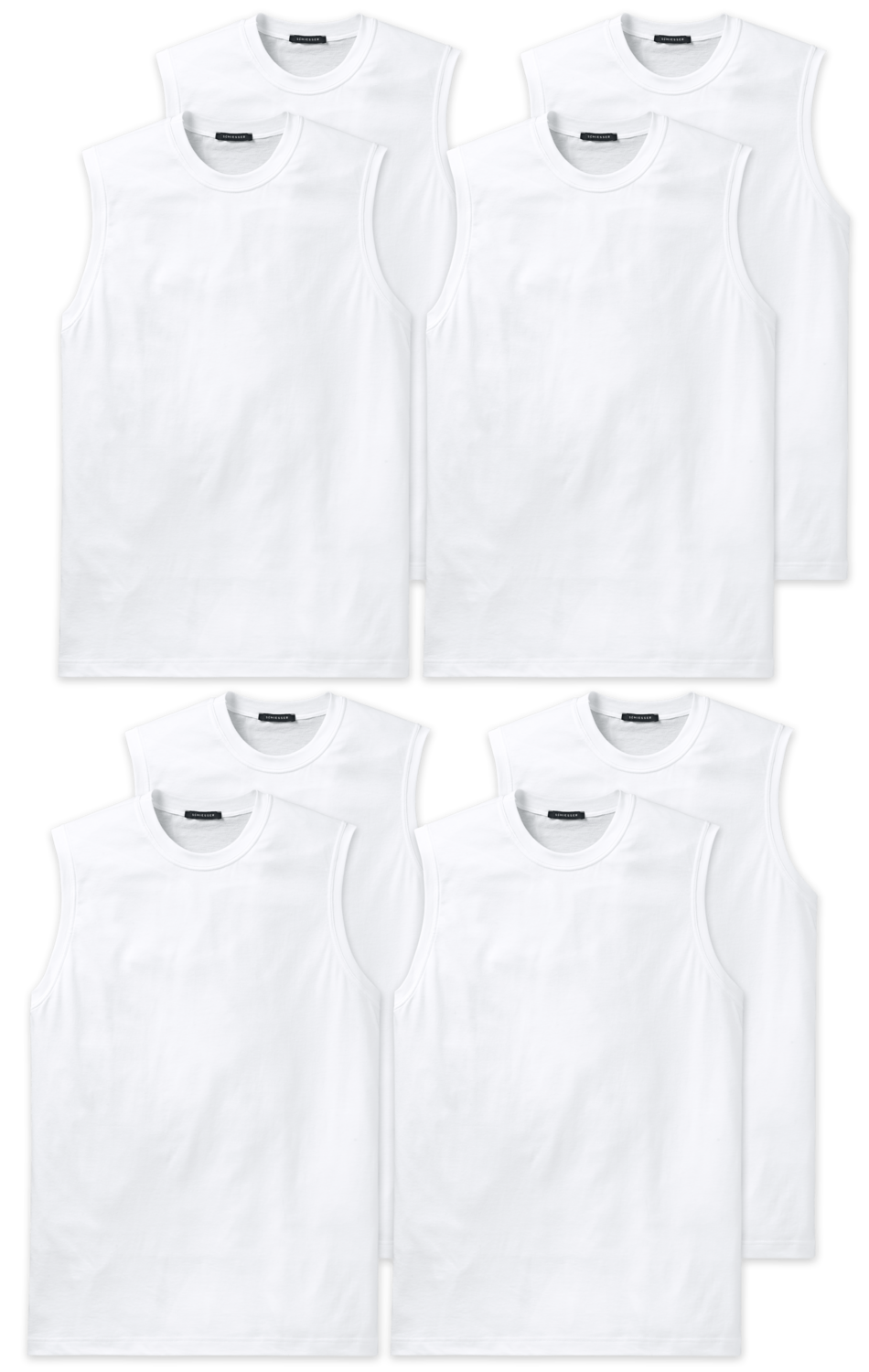 8 Schiesser Herren Muscle Shirts Ärmellos Essentials Weiß