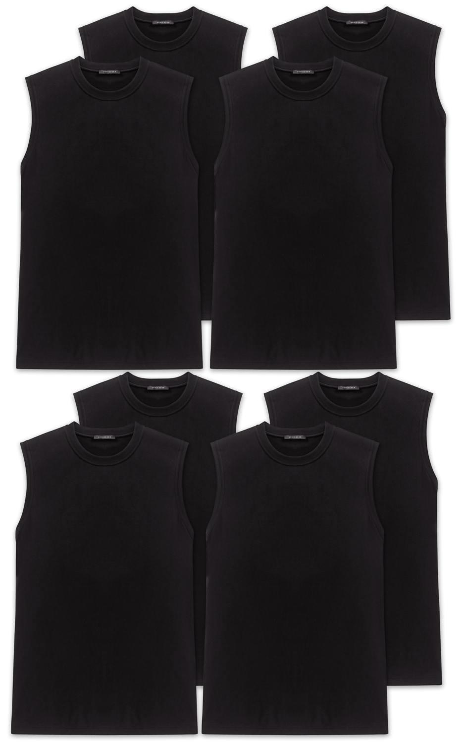 8 Schiesser Herren Muscle Shirts Ärmellos Essentials Schwarz