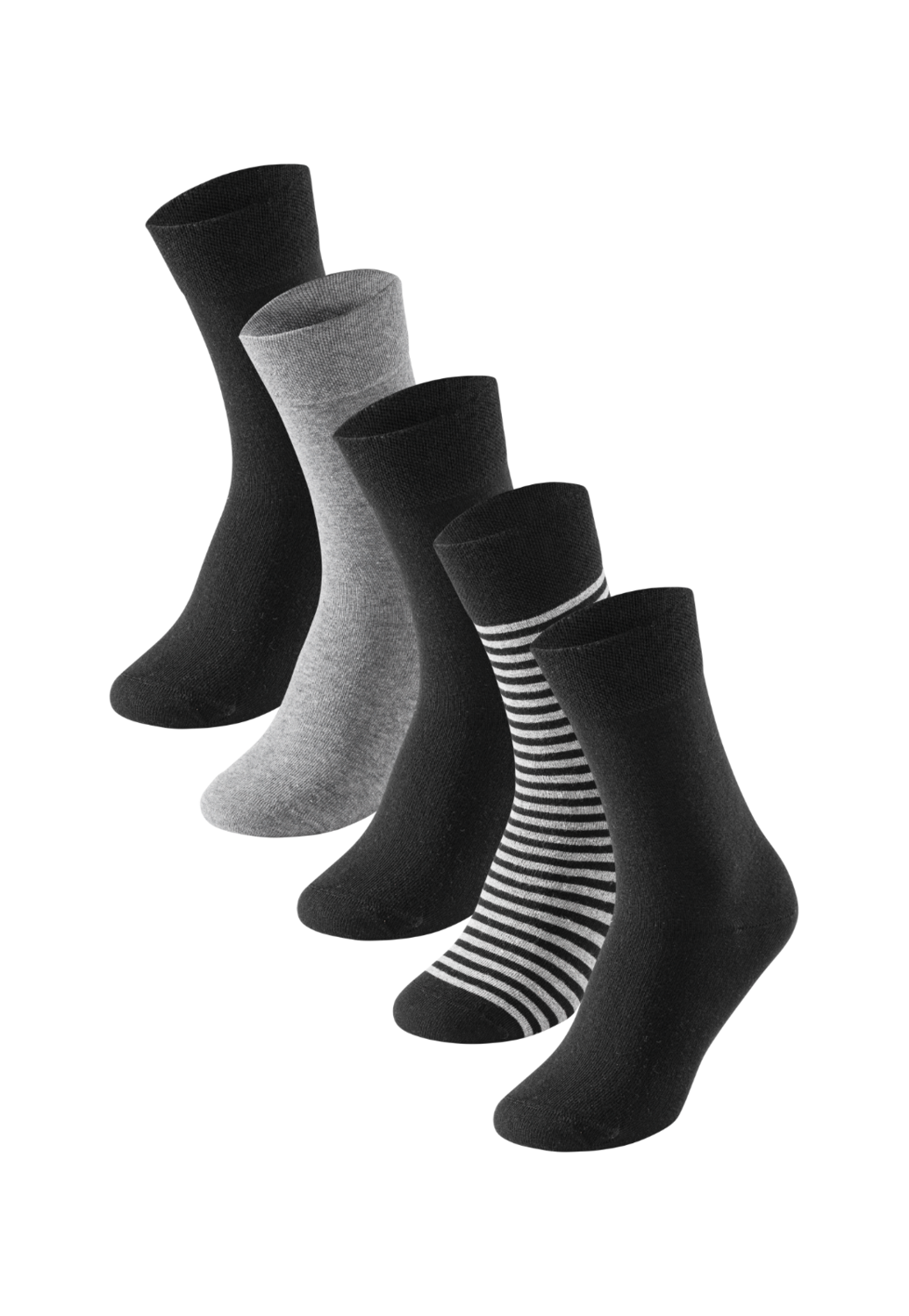 5 Schiesser Herrensocken stay fresh graumelange-schwarz - Bluebird