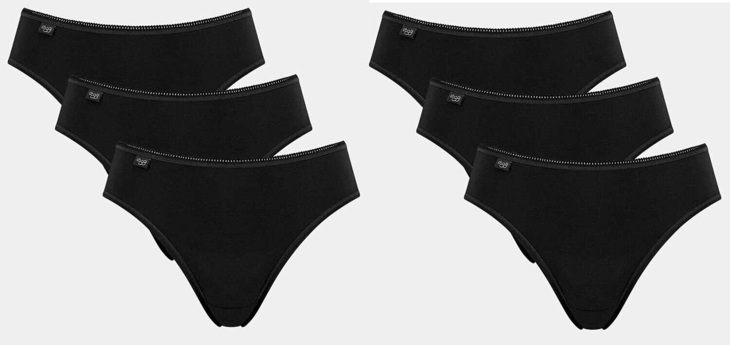 6 Sloggi 24/7 Cotton Tai Slips Damen Schwarz