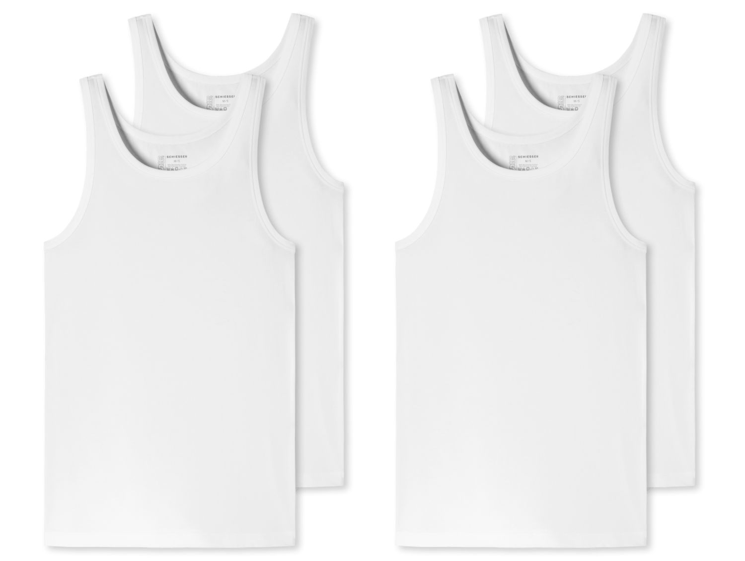 4 Schiesser 95/5 Organic Cotton Unterhemden Sportjacken Weiß