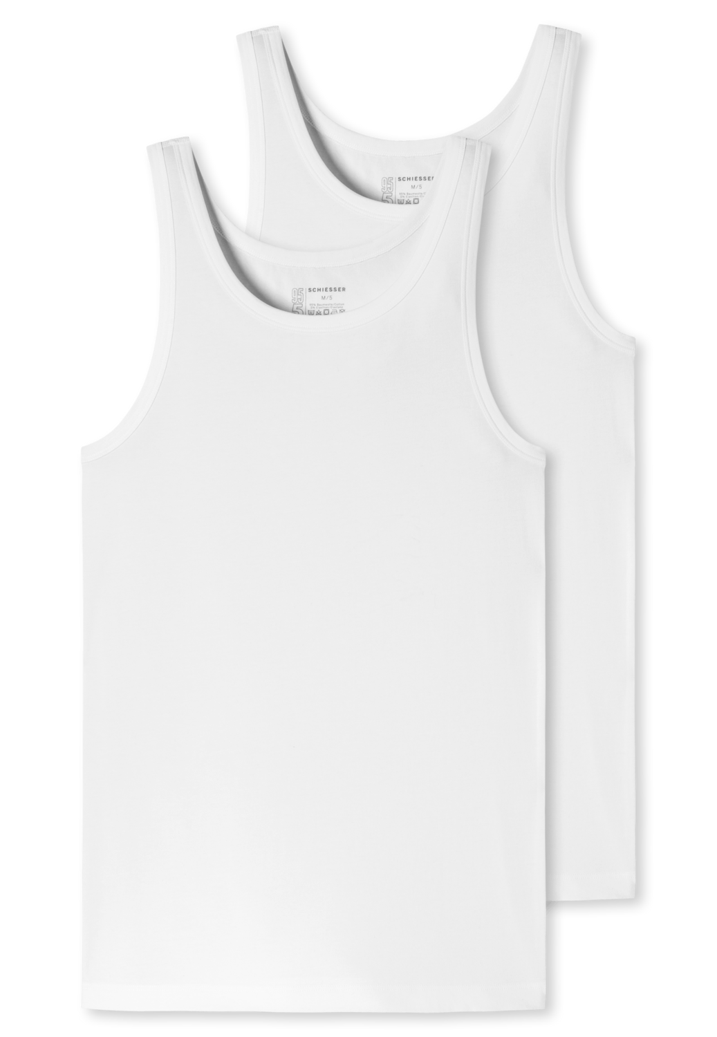 2 Schiesser 95/5 Organic Cotton Unterhemden Sportjacken Weiß