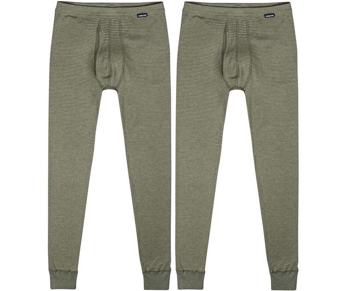 2 AMMANN JEANS Herren lange Unterhose Dunkelgrün