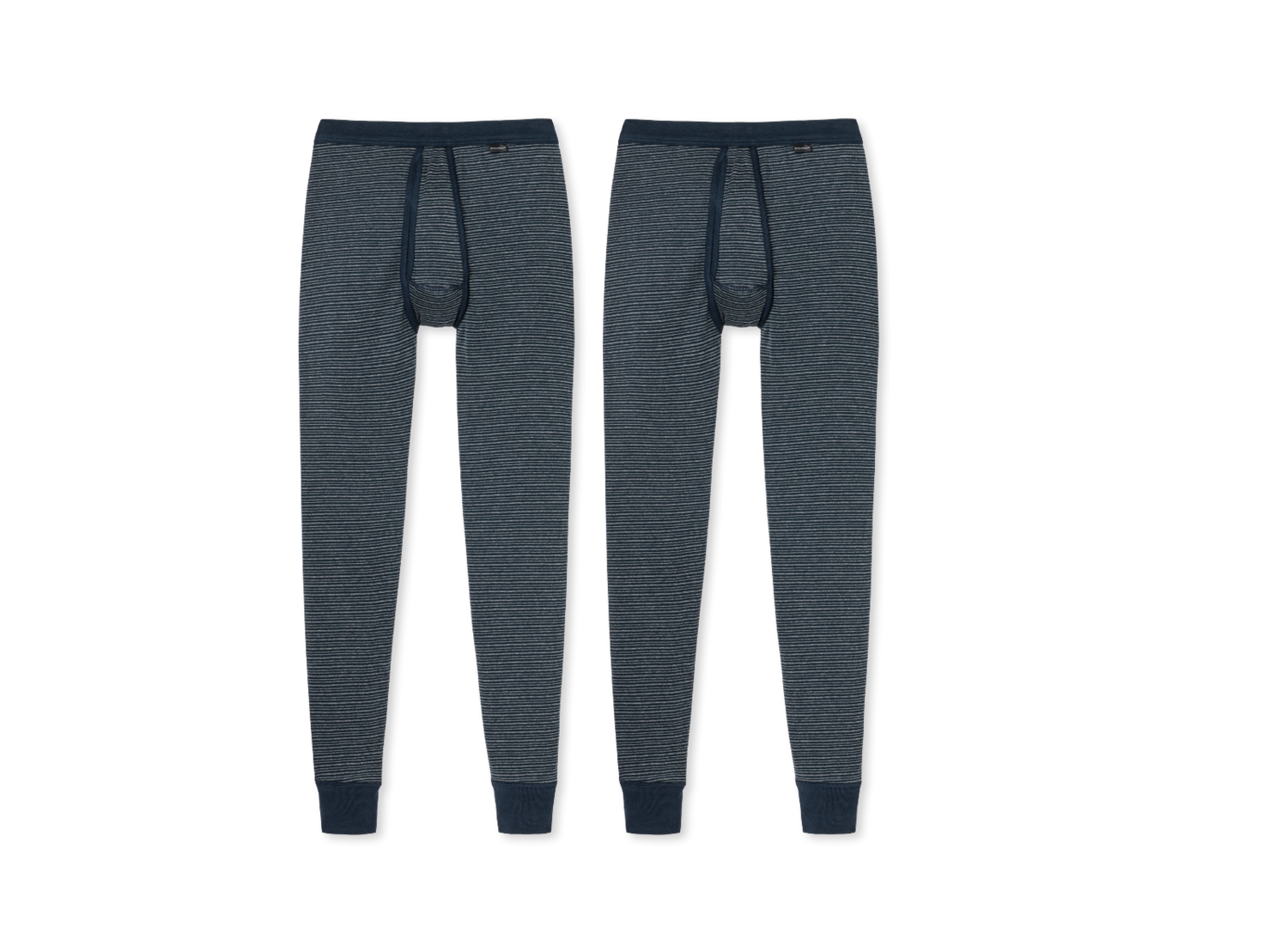 2 Schiesser Herren Unterhose lang mit Eingriff dunkelblau geringelt