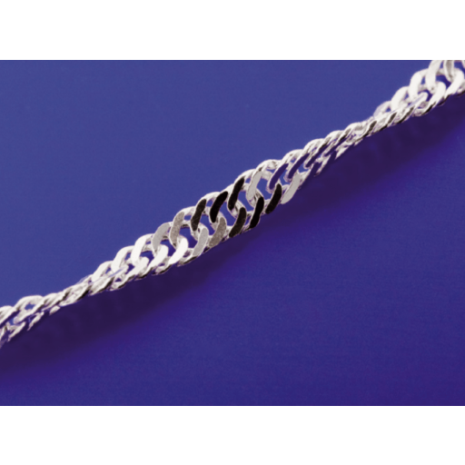Silberkette klassisch mit Karabiner (Ø 2,1mm, Höhe 0,6mm), gedreht Silberkette klassisch mit Karabiner (Ø 2,1mm, Höhe 0,6mm), gedreht