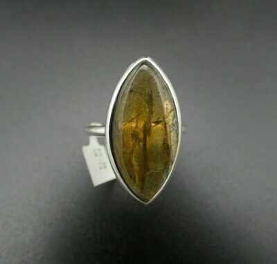 Ring Labradorit, Fassung Silber 925 Navette, Ringgröße 56