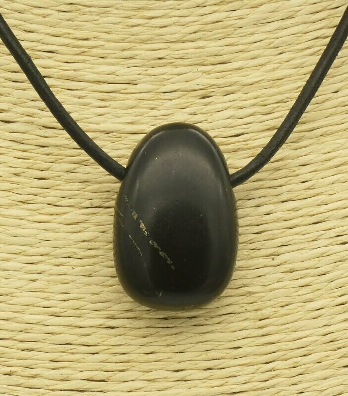 Anhänger Shungit(Schungit), Trommelstein, schwarz, gelocht Anhänger Shungit(Schungit), Trommelstein, schwarz, gelocht