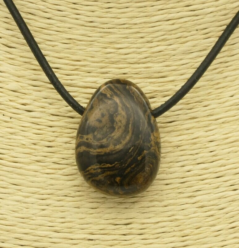 Anhänger Stromatolit, Trommelstein gelocht Anhänger Stromatolit, Trommelstein gelocht