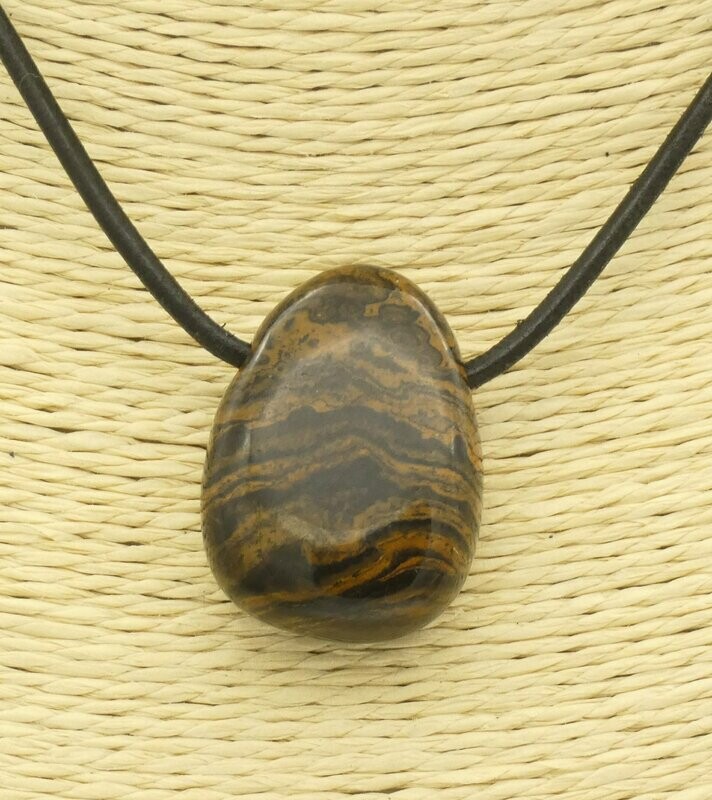 Anhänger Stromatolit, Trommelstein gelocht Anhänger Stromatolit, Trommelstein gelocht