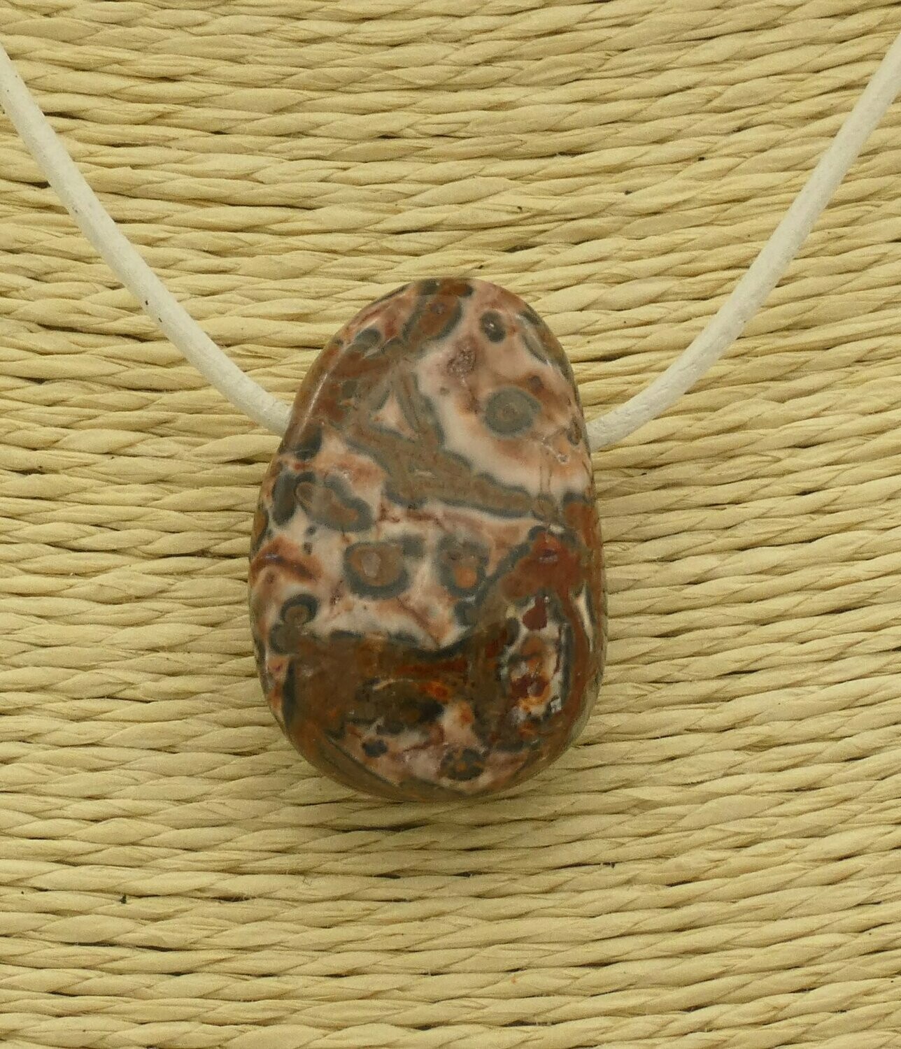 Anhänger Leopardenfell-Jaspis, Trommelstein, gelocht