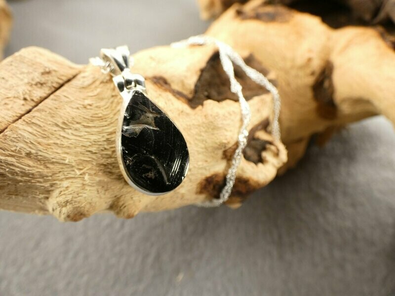 Anhänger Schungit (Shungite), Tropfenform, Silberfassung 925 Anhänger Schungit (Shungite), Tropfenform, Silberfassung 925