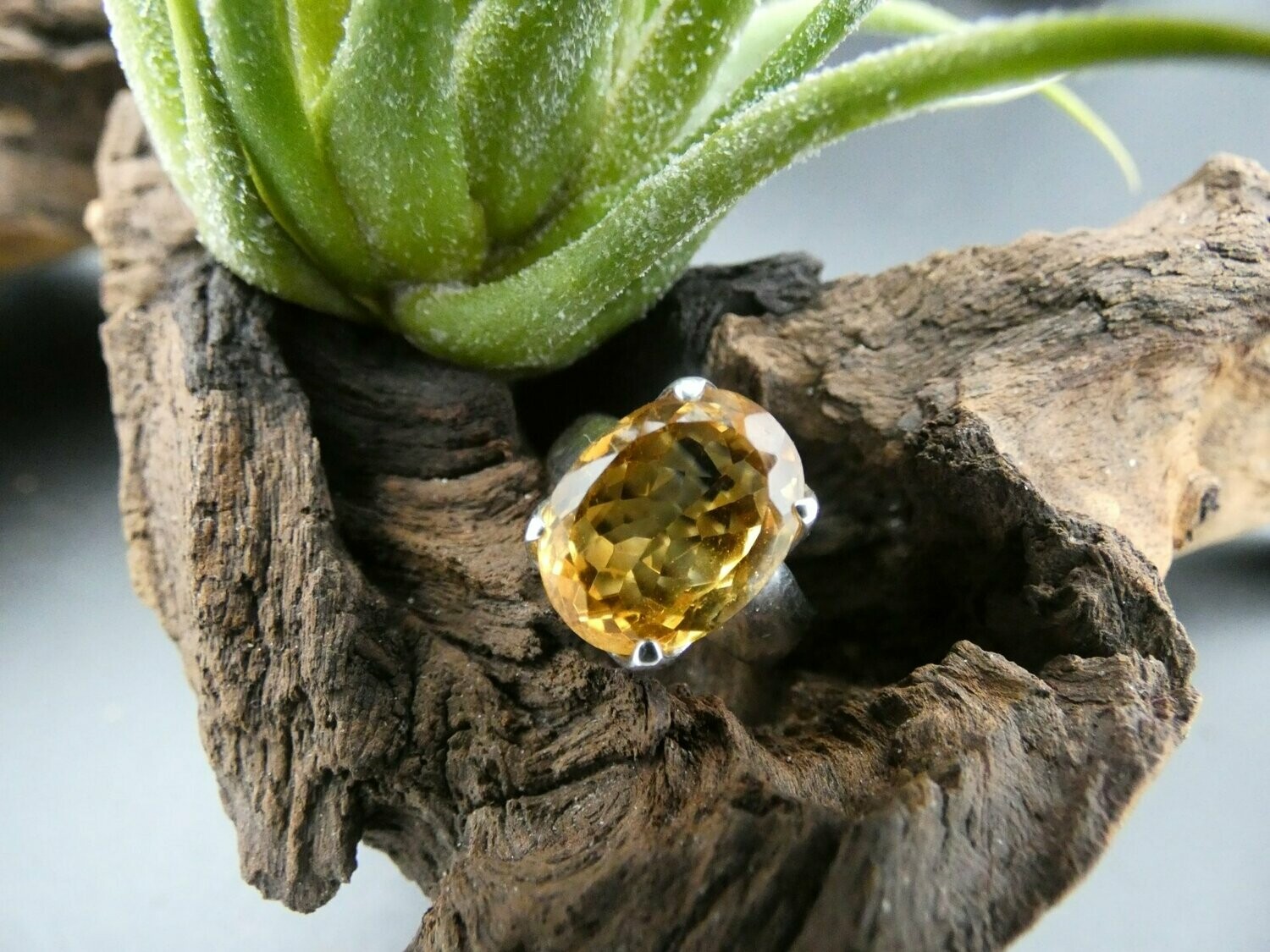 Ring Citrin facettiert, Größe 51,  Oval, gefasst in Silber 925