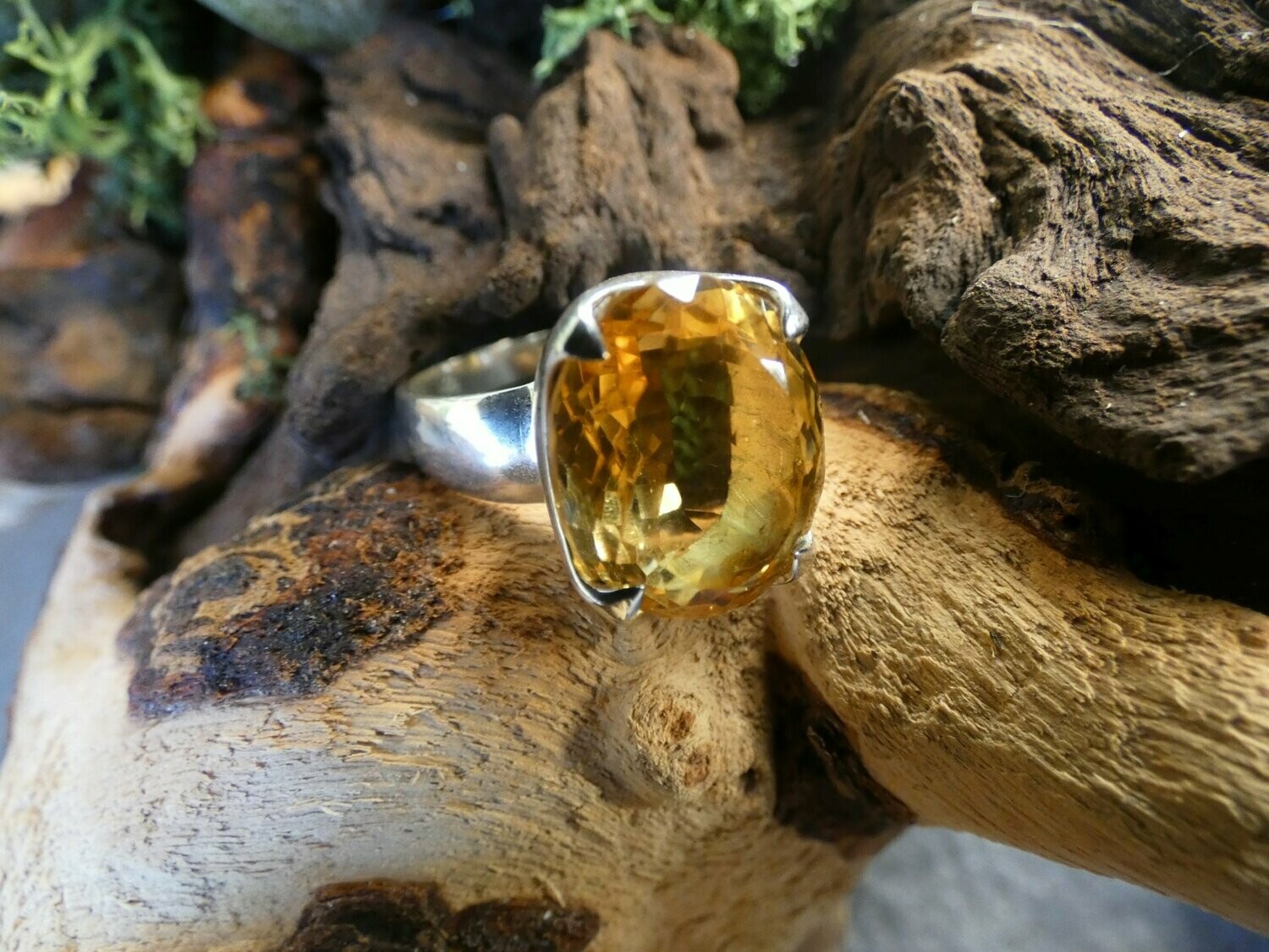 Ring Citrin facettiert, Größe 54,  Oval, gefasst in Silber 925