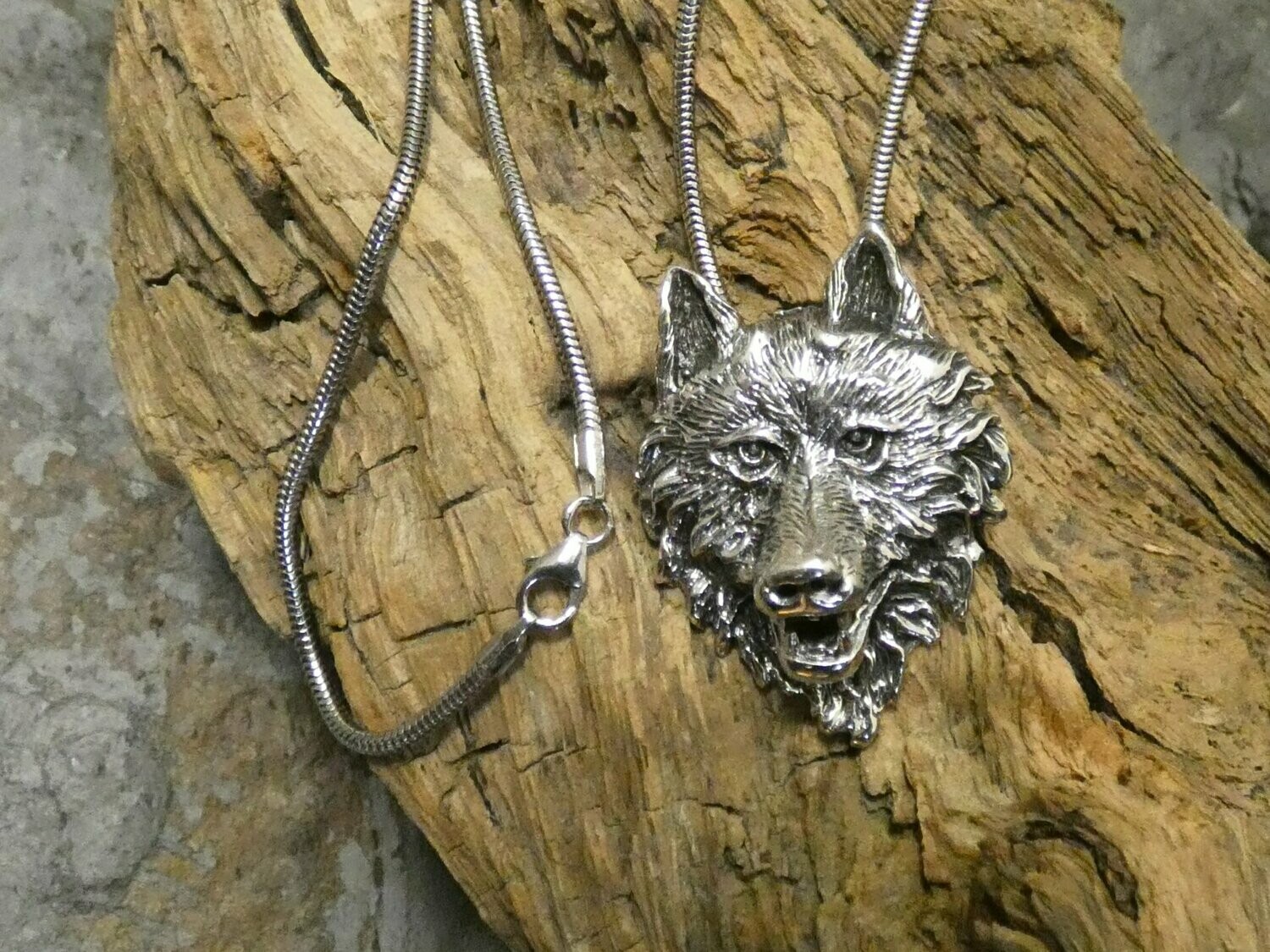 Anhänger Silber 925 , Wolfskopf, Gewicht ca. 11,1 gr