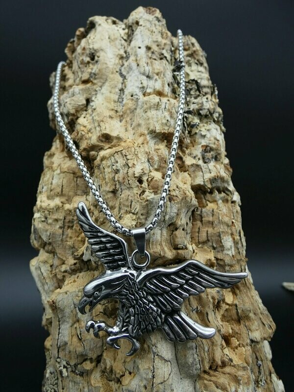 Anhänger Edelstahl, Adler mit Kette oder Lederband Anhänger Edelstahl, Adler mit Kette oder Lederband