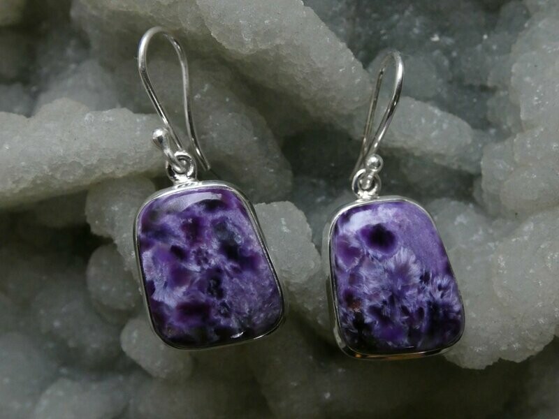 Ohrhänger Charoite, Oval in Silberfassung 925 Ohrhänger Charoite, Oval in Silberfassung 925