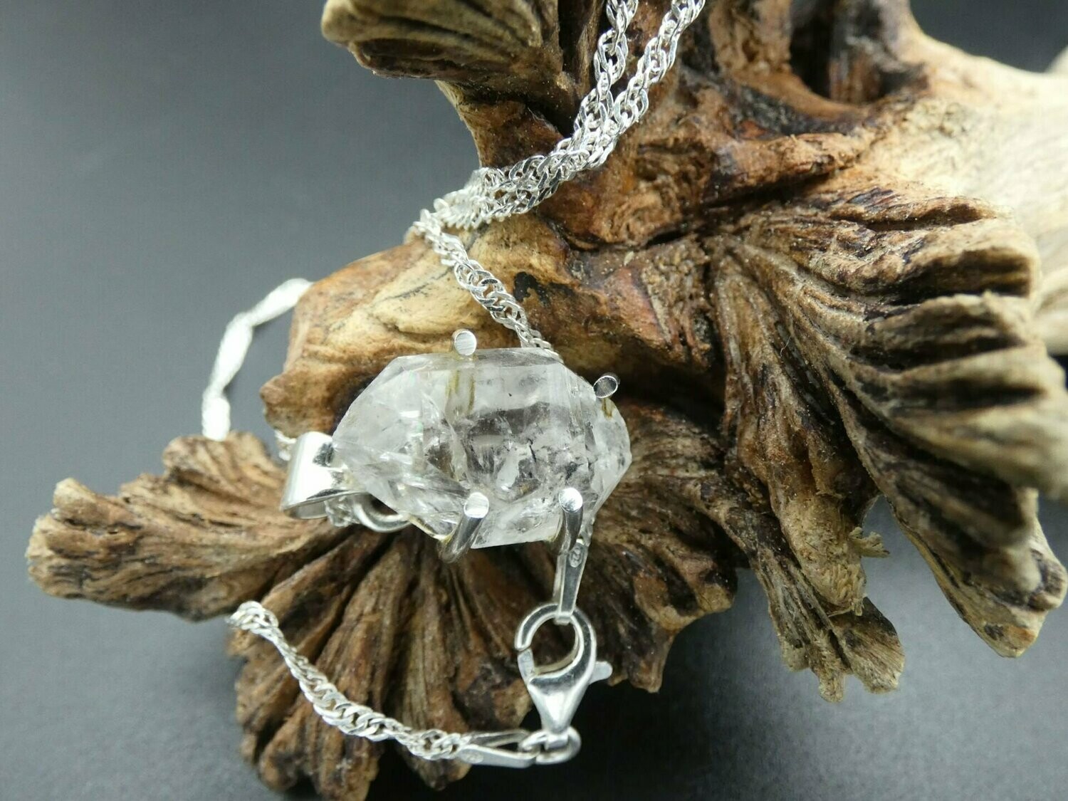 Anhänger Herkimer Bergkristall, Krallenfassung Silber 925