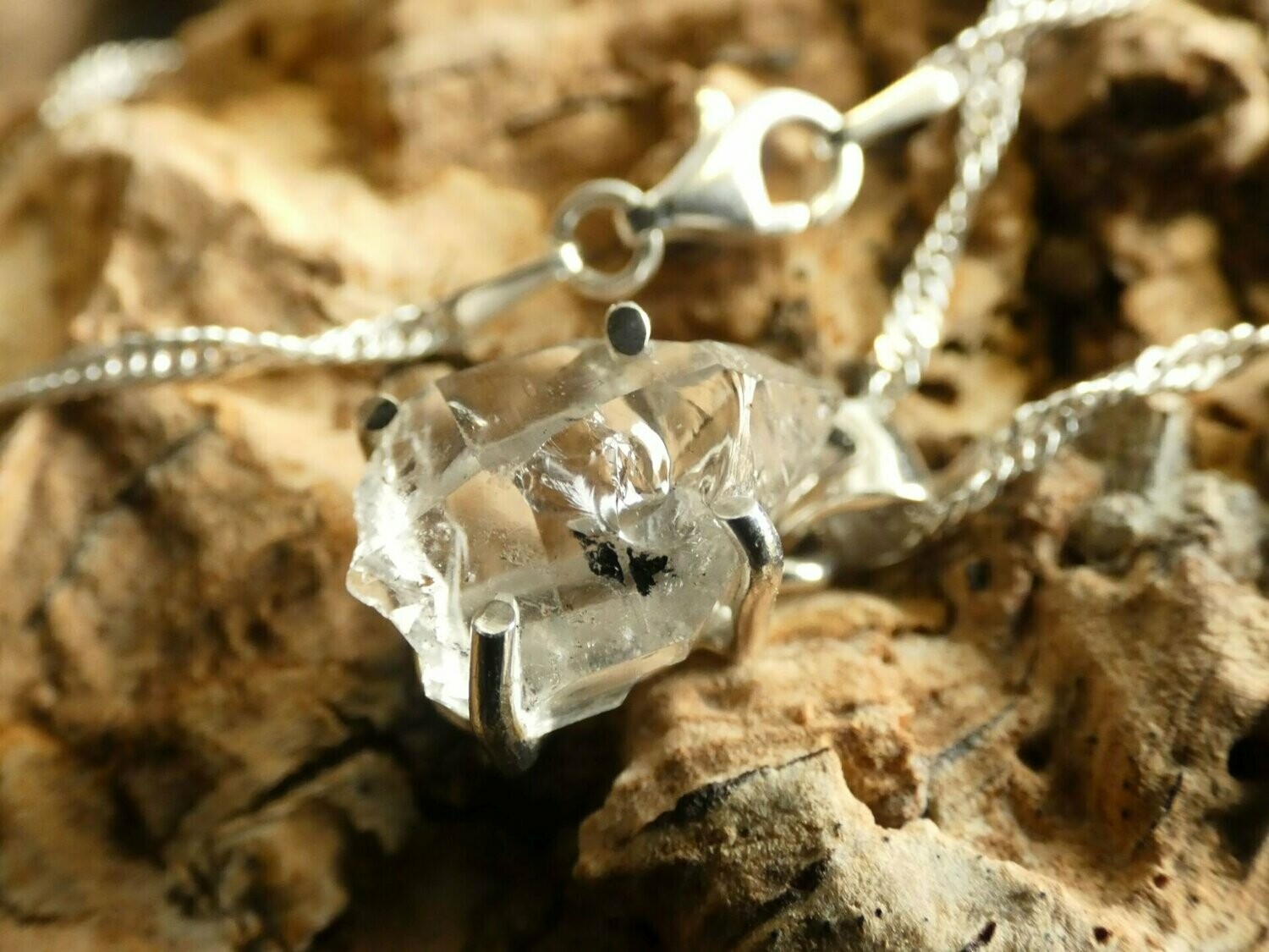 Anhänger Herkimer Bergkristall, Krallenfassung Silber 925 Anhänger Herkimer Bergkristall, Krallenfassung Silber 925