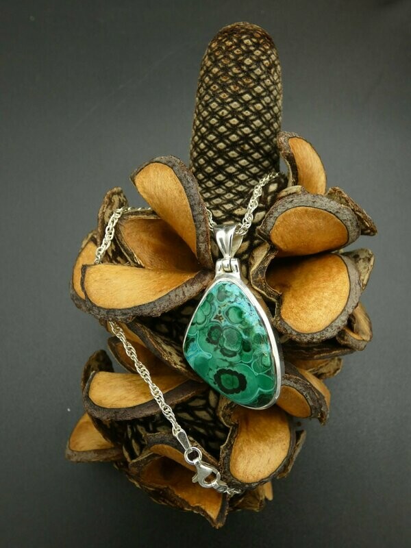 Anhänger Malachit-Chrysocolle, Freiform, Silberfassung 925 Anhänger Malachit-Chrysocolle, Freiform, Silberfassung 925