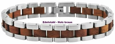 Armband Edelstahl-Holz, kürzbar, Clipverschluß, verschiedene Farben, RAPTOR