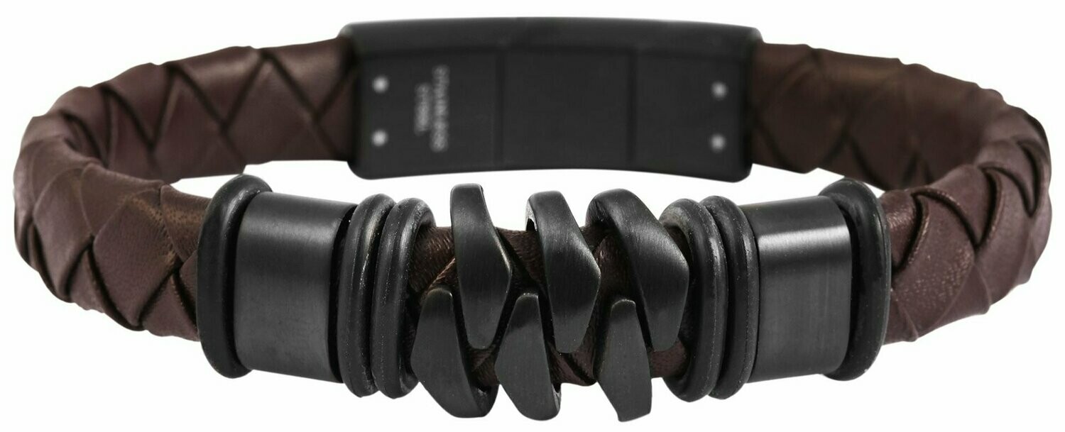 Armband mit Leder- und Edelstahlelementen, Magnetverschluß von RAPTOR