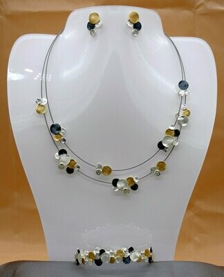 Set - Collier + Ohrstecker + Armband - Tricolor