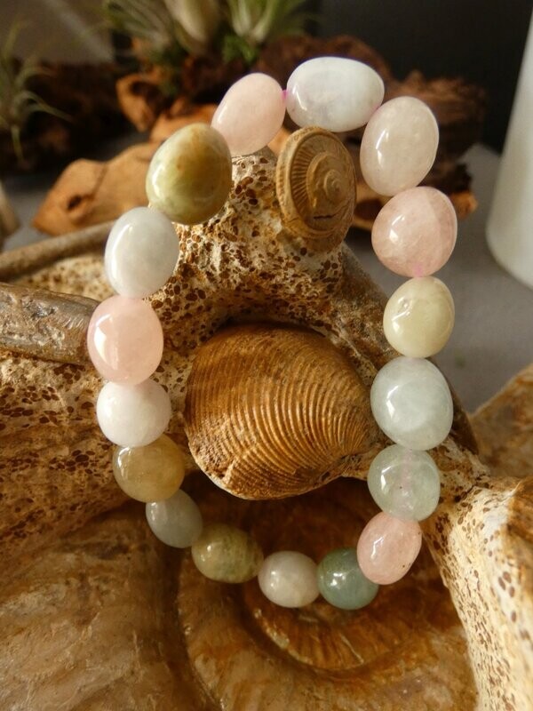 Armband Aquamarin, pastell-bunt, dehnbar Armband Aquamarin, pastell-bunt, dehnbar