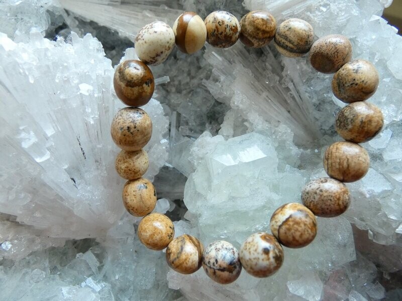 Armband Landschafts-Jaspis, braun mit Muster, dehnbar Armband Landschafts-Jaspis, braun mit Muster, dehnbar