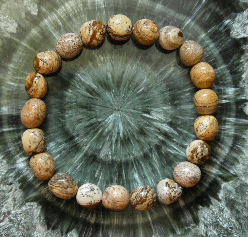 Armband Landschafts-Jaspis, braun mit Muster, dehnbar Armband Landschafts-Jaspis, braun mit Muster, dehnbar