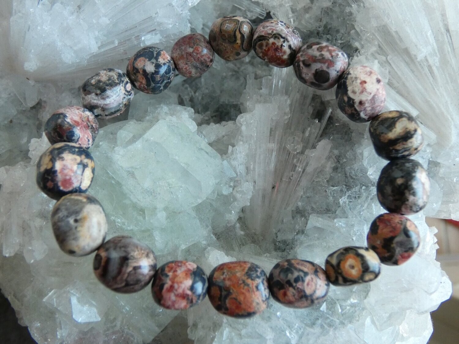 Armband Leopardenfell-Jaspis, bunt, dehnbar