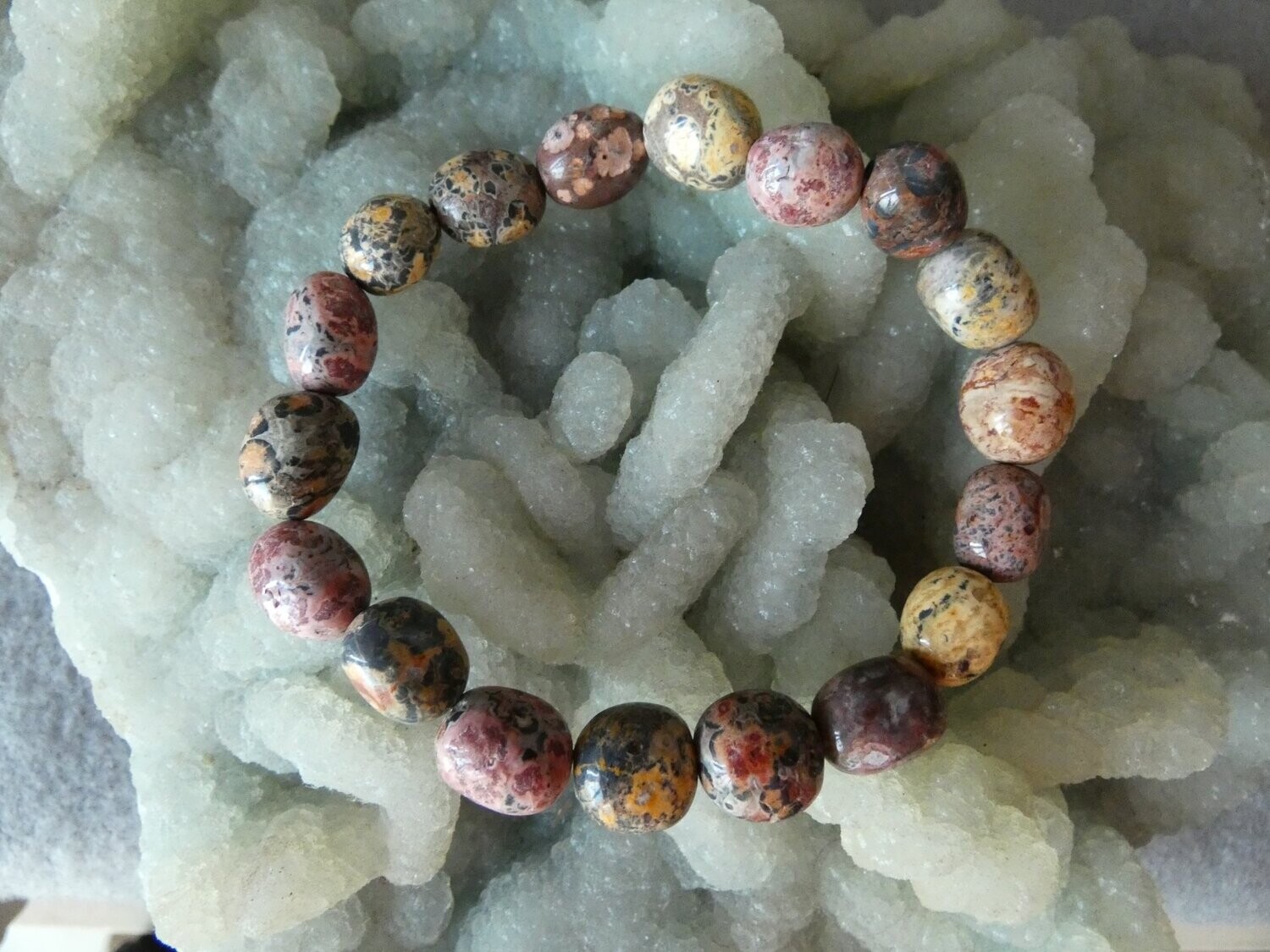 Armband Leopardenfell-Jaspis, bunt, dehnbar