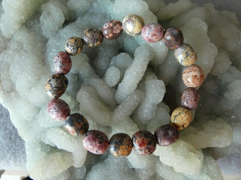 Armband Leopardenfell-Jaspis, bunt, dehnbar Armband Leopardenfell-Jaspis, bunt, dehnbar