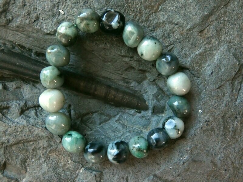Armband Smaragd, grün-anthrazit, dehnbar Armband Smaragd, grün-anthrazit, dehnbar