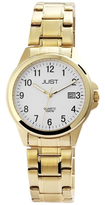 Herrenuhr analog, JUST, Datumsanzeige, Edelstahlband, goldfarben, 10 atm Herrenuhr analog, JUST, Datumsanzeige, Edelstahlband, goldfarben, 10 atm