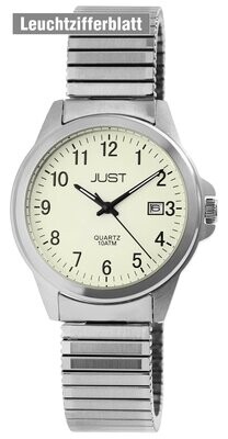 Herrenuhr analog, JUST, Leuchzifferntblatt, Datumsanzeige, Edelstahlband, 10 atm Herrenuhr analog, JUST, Leuchzifferntblatt, Datumsanzeige, Edelstahlband, 10 atm