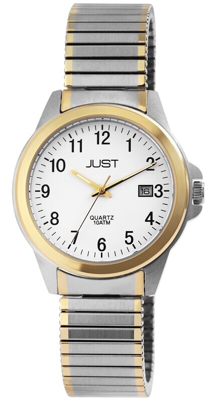 Herrenuhr analog, JUST, Datumsanzeige, Zug-Edelstahlband, Bicolor, 10 atm Herrenuhr analog, JUST, Datumsanzeige, Zug-Edelstahlband, Bicolor, 10 atm