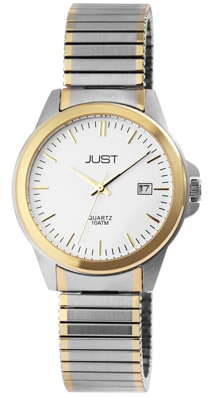 Herrenuhr analog, JUST, Datumsanzeige, Zug-Edelstahlband, Bicolor, 10 atm Herrenuhr analog, JUST, Datumsanzeige, Zug-Edelstahlband, Bicolor, 10 atm
