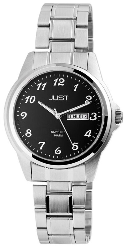 Herrenuhr analog, JUST, Wochentags+Datums-Anzeige, Edelstahlband, 10 atm, Saphierglas Herrenuhr analog, JUST, Wochentags+Datums-Anzeige, Edelstahlband, 10 atm, Saphierglas