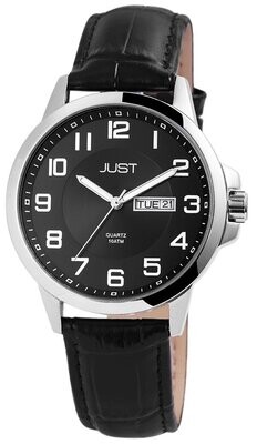 Herrenuhr analog, JUST, Wochentag+Datum-Anzeige, Lederarmband, 10 atm Herrenuhr analog, JUST, Wochentag+Datum-Anzeige, Lederarmband, 10 atm
