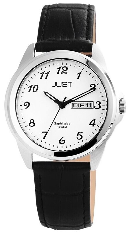 Herrenuhr analog, JUST, Wochentags+Datums-Anzeige, Lederarmband, 10 atm Herrenuhr analog, JUST, Wochentags+Datums-Anzeige, Lederarmband, 10 atm