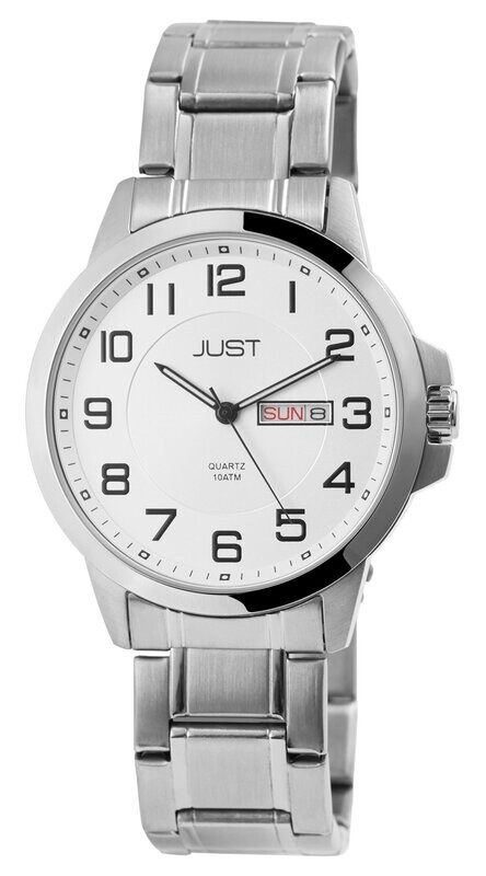 Herrenuhr analog, JUST, Wochentags+Datums-Anzeige, Edelstahlband, 10 atm Herrenuhr analog, JUST, Wochentags+Datums-Anzeige, Edelstahlband, 10 atm