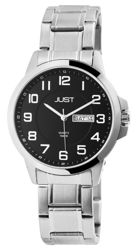 Herrenuhr analog, JUST, Wochentags+Datums-Anzeige, Edelstahlband, 10 atm Herrenuhr analog, JUST, Wochentags+Datums-Anzeige, Edelstahlband, 10 atm